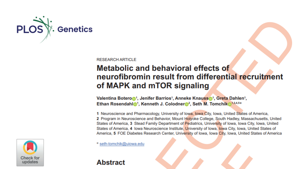 PLOS Genetics article screen shot